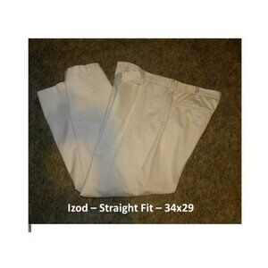 Men Size 34x29 - Beige Slacks/Pants by Izod: Straight Fit